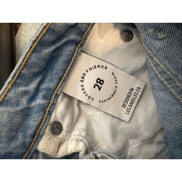 Lovers + Friends Reece High‑Rise Slim Straight Palms Jeans Light Wash Denim 28 - Picture 10 of 13